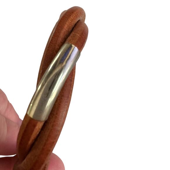 Hermes Brown Leather Tornado Bracelet - Picture 5 of 11